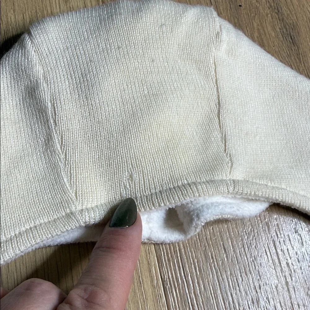 Jacadi Ivory Knit Fleece Lined Baby Bonnet